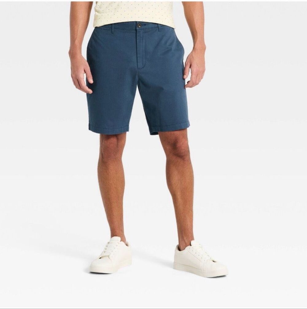 NEW Goodfellow & Co Shorts Mens 42 Blue Every Wear Stretch Chino 9” Inseam